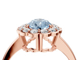 Rose gold Fancy Blue Pear  Halo Cluster Diamond Engagement Ring with Solitaire Band and Prong Setting_53