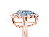 Rose gold Fancy Blue Pear  Halo Cluster Diamond Engagement Ring with Solitaire Band and Prong Setting_54