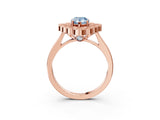 Rose gold Fancy Blue Pear  Halo Diamond Cluster Engagement Ring with Milgrain Bezel Setting and Solitaire Band_60