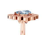 Rose gold Fancy Blue Pear  Halo Diamond Cluster Engagement Ring with Milgrain Bezel Setting and Solitaire Band_62