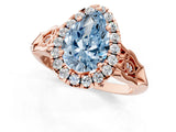 Rose gold Fancy Blue Pear  Halo Diamond Engagement Ring with Filigree Band and Four-Prong Setting_82