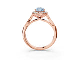 Rose gold Fancy Blue Pear  Halo Diamond Engagement Ring with Filigree Band and Four-Prong Setting_84