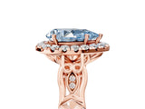 Rose gold Fancy Blue Pear  Halo Diamond Engagement Ring with Filigree Band and Four-Prong Setting_86