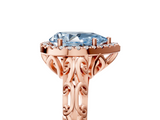 Rose gold Fancy Blue Pear  Halo Diamond Engagement Ring with Intricate Filigree Band and Four-Prong Setting_59