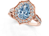 Rose gold Fancy Blue Pear  Halo Diamond Engagement Ring with Milgrain Band and Four-Prong Setting_38