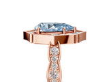 Rose gold Fancy Blue Pear  Halo Diamond Engagement Ring with Milgrain Band and Four-Prong Setting_42