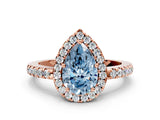 Rose gold Fancy Blue Pear  Halo Diamond Engagement Ring with Pavé Band and Four-Prong Setting_105