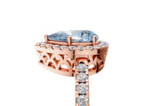 Rose gold Fancy Blue Pear  Halo Diamond Engagement Ring with Pavé Band and Four-Prong Setting_110