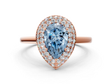 Rose gold Fancy Blue Pear  Halo Diamond Engagement Ring with Solitaire Band and Four-Prong Setting_20