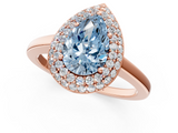 Rose gold Fancy Blue Pear  Halo Diamond Engagement Ring with Solitaire Band and Four-Prong Setting_21