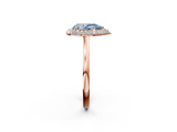 Rose gold Fancy Blue Pear  Halo Diamond Engagement Ring with Solitaire Band and Four-Prong Setting_22
