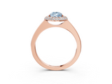 Rose gold Fancy Blue Pear  Halo Diamond Engagement Ring with Solitaire Band and Four-Prong Setting_23