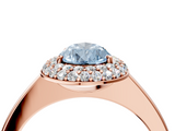 Rose gold Fancy Blue Pear  Halo Diamond Engagement Ring with Solitaire Band and Four-Prong Setting_24
