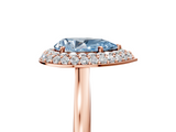 Rose gold Fancy Blue Pear  Halo Diamond Engagement Ring with Solitaire Band and Four-Prong Setting_25