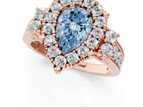 Rose gold Fancy Blue Pear  Halo Diamond Engagement Ring with Split Shank and Four-Prong Setting_45
