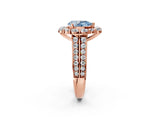 Rose gold Fancy Blue Pear  Halo Diamond Engagement Ring with Split Shank and Prong Setting_67