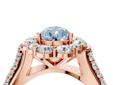 Rose gold Fancy Blue Pear  Halo Diamond Engagement Ring with Split Shank and Prong Setting_69