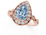Rose gold Fancy Blue Pear  Halo Diamond Engagement Ring with Twisted Band and Four-Prong Setting 1