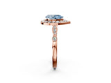 Rose gold Fancy Blue Pear  Halo Diamond Engagement Ring with Twisted Band and Four-Prong Setting 2