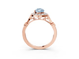 Rose gold Fancy Blue Pear  Halo Diamond Engagement Ring with Twisted Band and Four-Prong Setting 3