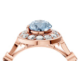 Rose gold Fancy Blue Pear  Halo Diamond Engagement Ring with Twisted Band and Four-Prong Setting 4