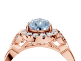 Rose gold Fancy Blue Pear  Halo Diamond Engagement Ring with Vintage-Inspired Band and Four-Prong Setting_7