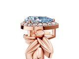 Rose gold Fancy Blue Pear  Halo Diamond Floral Band with Four-Prong Setting_60