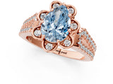 Rose gold Fancy Blue Pear  Halo Diamond Floral Split Shank Engagement Ring 2
