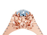 Rose gold Fancy Blue Pear  Halo Diamond Floral Split Shank Engagement Ring 5