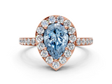 Rose gold Fancy Blue Pear  Halo Diamond Pavé Band Ring with Prong Setting_20