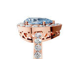 Rose gold Fancy Blue Pear  Halo Diamond Pavé Band Ring with Prong Setting_25
