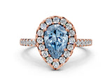 Rose gold Fancy Blue Pear  Halo Diamond Pavé Solitaire Ring_39