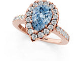 Rose gold Fancy Blue Pear  Halo Diamond Pavé Solitaire Ring_40