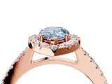 Rose gold Fancy Blue Pear  Halo Diamond Pavé Solitaire Ring_43