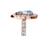 Rose gold Fancy Blue Pear  Halo Diamond Pavé Solitaire Ring_44