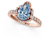 Rose gold Fancy Blue Pear  Halo Diamond Pave Band Ring with Four-Prong Setting_16