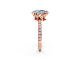 Rose gold Fancy Blue Pear  Halo Diamond Pave Band Ring with Four-Prong Setting_17