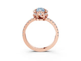 Rose gold Fancy Blue Pear  Halo Diamond Pave Band Ring with Four-Prong Setting_18