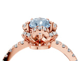 Rose gold Fancy Blue Pear  Halo Diamond Pave Band Ring with Four-Prong Setting_19