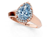 Rose gold Fancy Blue Pear  Halo Diamond Ring with Cathedral Band and Four-Prong Setting_50
