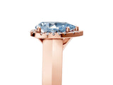 Rose gold Fancy Blue Pear  Halo Diamond Ring with Cathedral Band and Four-Prong Setting_54