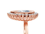 Rose gold Fancy Blue Pear  Halo Diamond Ring with Milgrain Edge and Round Prong Setting_31
