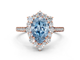 Rose gold Fancy Blue Pear  Halo Diamond Ring with Pavé Band and Prong Setting_21