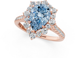 Rose gold Fancy Blue Pear  Halo Diamond Ring with Pavé Band and Prong Setting_22