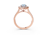 Rose gold Fancy Blue Pear  Halo Diamond Ring with Pavé Band and Prong Setting_24