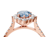 Rose gold Fancy Blue Pear  Halo Diamond Ring with Pavé Band and Prong Setting_25