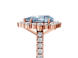 Rose gold Fancy Blue Pear  Halo Diamond Ring with Pavé Band and Prong Setting_26