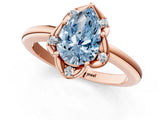 Rose gold Fancy Blue Pear  Halo Diamond Ring with Round Cluster Setting, Solitaire Band, and Four-Prong Setting_86