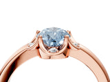 Rose gold Fancy Blue Pear  Halo Diamond Ring with Round Cluster Setting, Solitaire Band, and Four-Prong Setting_89