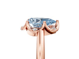 Rose gold Fancy Blue Pear  Halo Diamond Ring with Round Cluster Setting, Solitaire Band, and Four-Prong Setting_90
